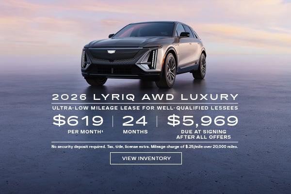 2026 LYRIQ AWD LUXURY. Ultra-low milege lease for well-qualified lessees. $619 per month 24 month...